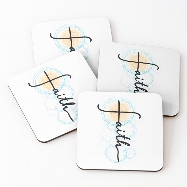 Item preview, Faith Cross, Text with Fun, Glowing and Circles Background - Black Design designed and sold by tammyreneart.
