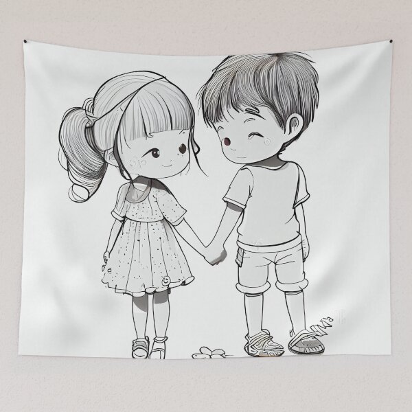 Item preview, boy and girl holding hands vday designed and sold by artfullyprompt.