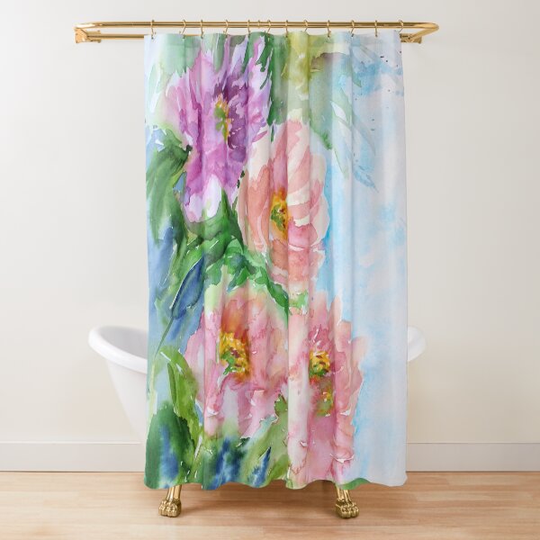 Colors of May Watercolor Painting Shower Curtain