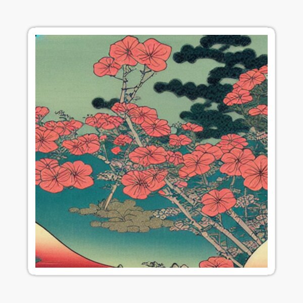 Item preview, ukiyo e pink flowers designed and sold by silence28.