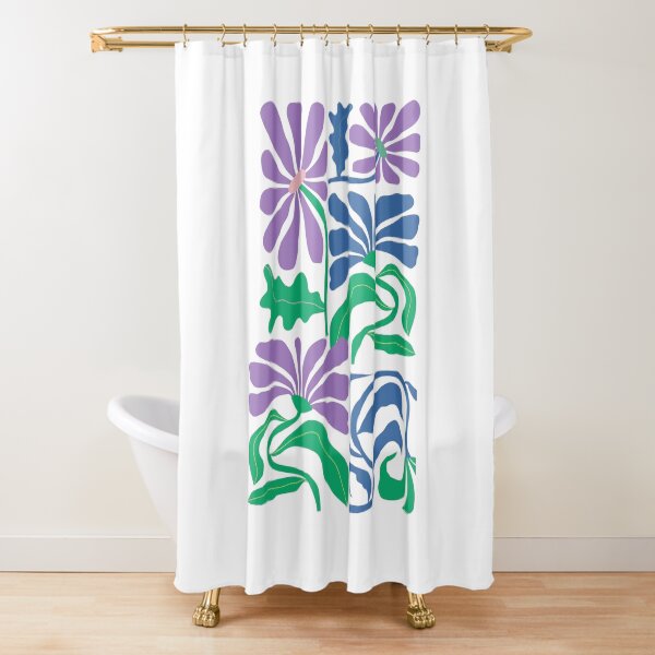 Hippie Vibe Graphic Design in Purple, Blue, and Green Shower Curtain