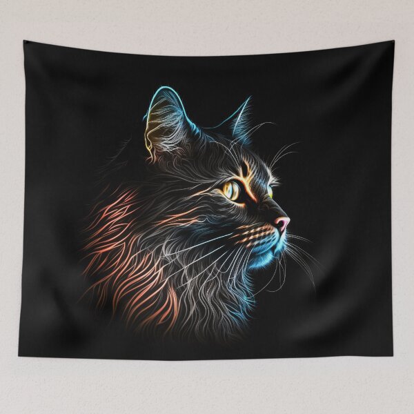 Item preview, Illuminated Kitty Fun Colorful Cat Portrait designed and sold by FunWearVM.