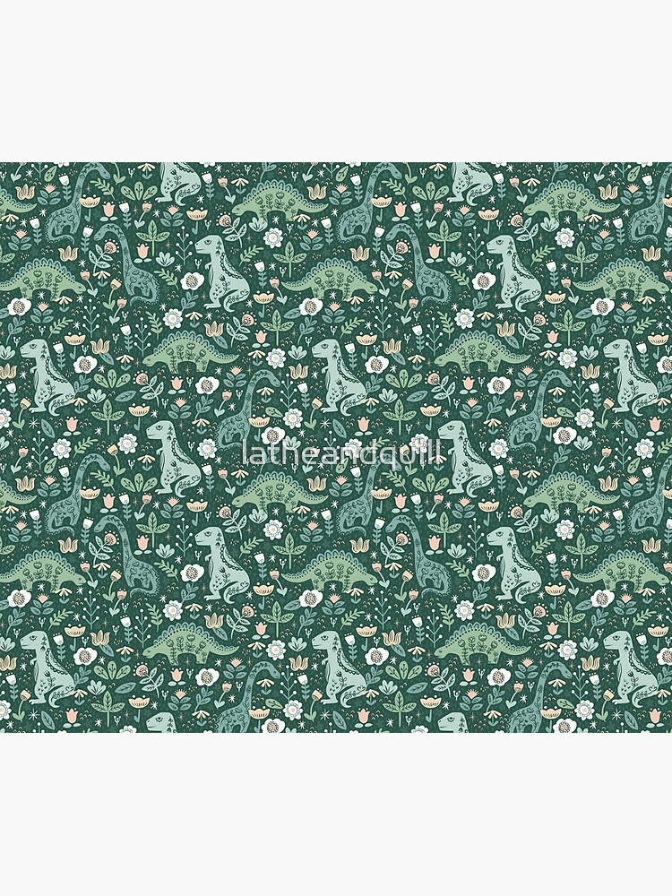 Folk Floral Dinosaur by latheandquill