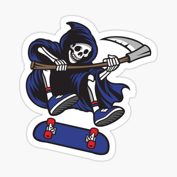 Skateboarding Grim Reaper Sticker