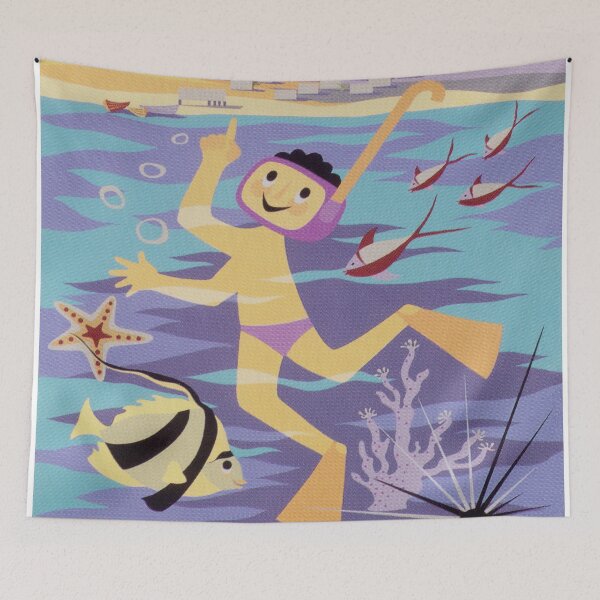 Item preview, Snorkeler Vintage Poster designed and sold by vintagevivian.
