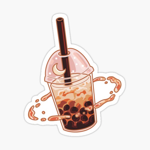 Espacio de té con leche Boba de azúcar morena Pegatina