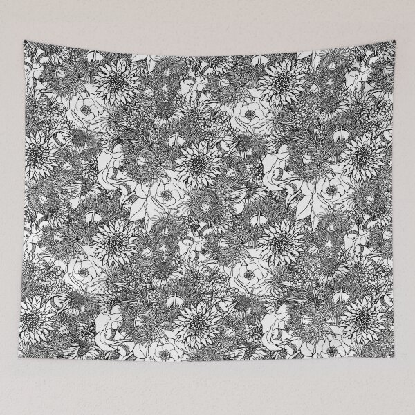 Item preview, Black And White Australian Outback Wildflowers  designed and sold by Sketchbook Designs.