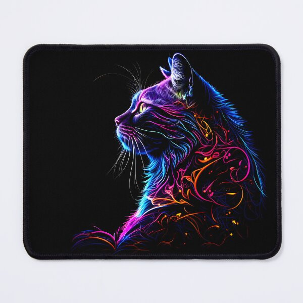 Item preview, Neon Kitty Corner Beautiful Vibrant Cat Outline designed and sold by FunWearVM.
