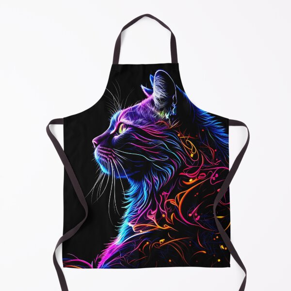 Item preview, Neon Kitty Corner Beautiful Vibrant Cat Outline designed and sold by FunWearVM.