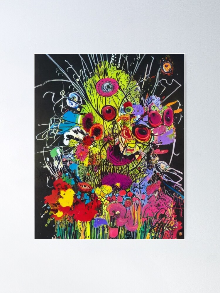 Vincent Spray paint Ralph loathing Vegas ink splatter Pretty paint spill  color splash pablo drip wild collage art flower arrangement sunflower oil  painting bright colorful floral decor  Poster for Sale by