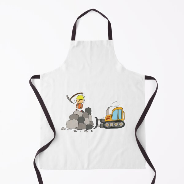 Item preview, kids drawing of Construction worker hitting and mining with pickaxe with bulldozer pushing rocks and dirt designed and sold by wordspotrayal.