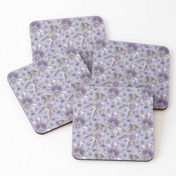 Item preview, Vintage Purple Wattle and Eucalyptus Blooms designed and sold by Sketchbook Designs.