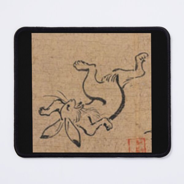 Item preview, Vintage Art Japan Wrestling Rabbits Square Design Choju Antique Japanese Rabbit designed and sold by kattakitty.