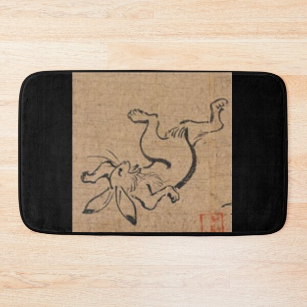 Item preview, Vintage Art Japan Wrestling Rabbits Square Design Choju Antique Japanese Rabbit designed and sold by kattakitty.
