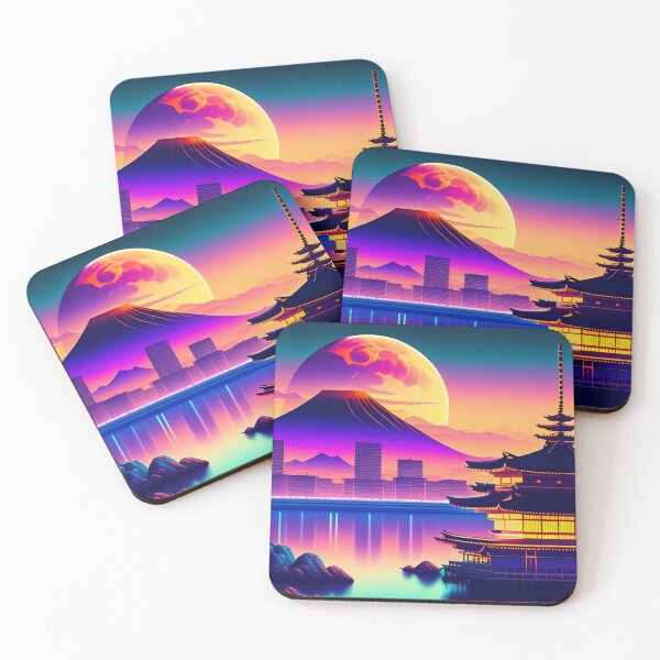 Item preview, Full moon neon Chinese city illustration, beautiful night 4 designed and sold by vishalraifx.