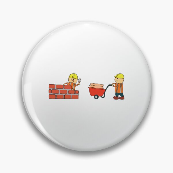 Item preview, Kids drawing vector Illustration of construction workers building a brick wall and pushing wheelbarrow  designed and sold by wordspotrayal.