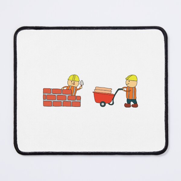 Item preview, Kids drawing vector Illustration of construction workers building a brick wall and pushing wheelbarrow  designed and sold by wordspotrayal.