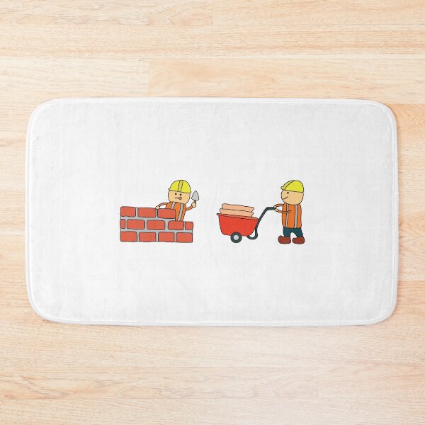 Item preview, Kids drawing vector Illustration of construction workers building a brick wall and pushing wheelbarrow  designed and sold by wordspotrayal.
