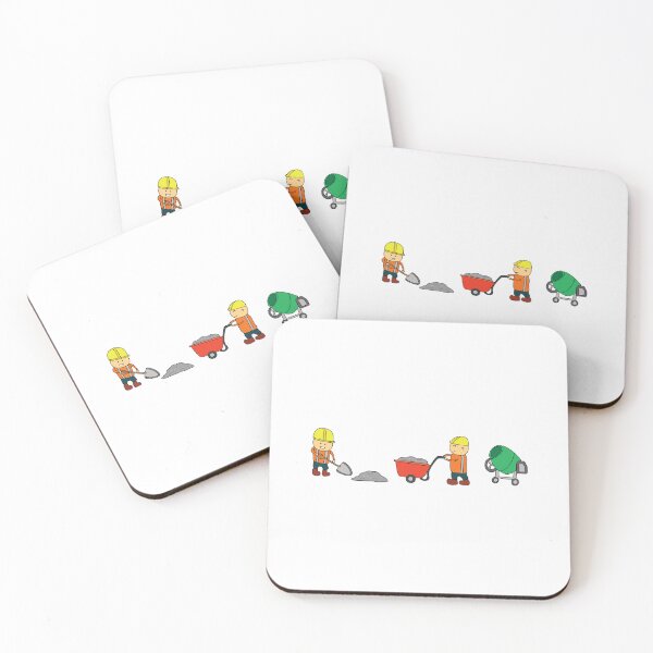 Item preview, Kids drawing of construction workers preparing concrete with cement mixer  designed and sold by wordspotrayal.