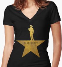 HARRINGTON: An American Babysitter (gold texture) Women's Fitted V-Neck T-Shirt