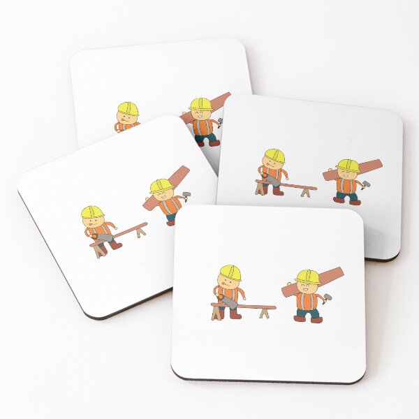 Item preview, Kids drawing of carpenter sawing a log and the other carrying a wood designed and sold by wordspotrayal.