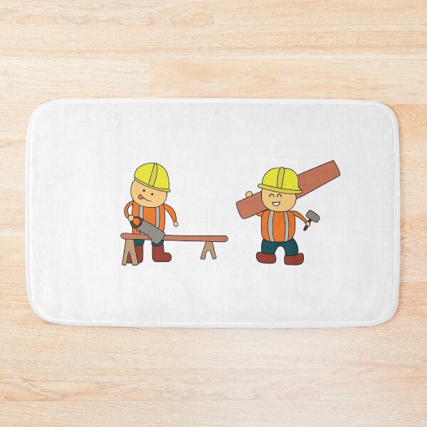 Item preview, Kids drawing of carpenter sawing a log and the other carrying a wood designed and sold by wordspotrayal.