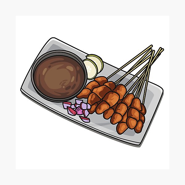 Item preview, Satay cartoon illustration designed and sold by Misscartoon.