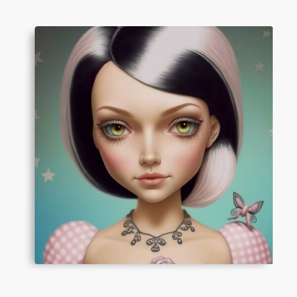 Tattoo girl pink hair Canvas Print