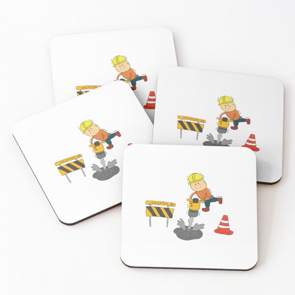 Item preview, Kids drawing of funny construction worker drilling road with jack hammer designed and sold by wordspotrayal.