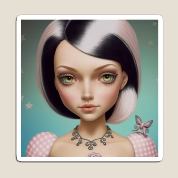 Tattoo girl pink hair Magnet