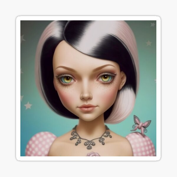 Tattoo girl pink hair Sticker