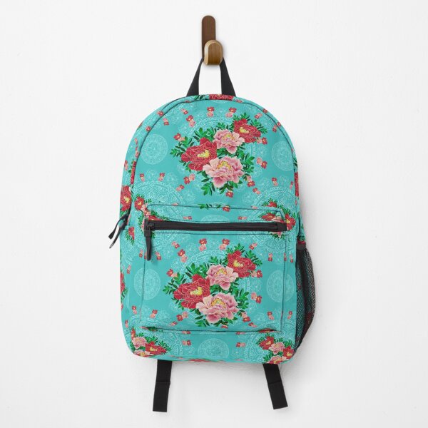 Item preview, Vintage Peony Garden: Turquoise Lace & Pink Floral Pattern designed and sold by Art-PraveenRai.