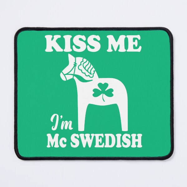 Item preview, Kiss Me I'm Mc Swedish Swedish Irish Dala Horse Green Shamrock designed and sold by funnytshirtemp.