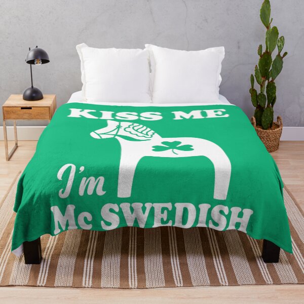 Item preview, Kiss Me I'm Mc Swedish Swedish Irish Dala Horse Green Shamrock designed and sold by funnytshirtemp.
