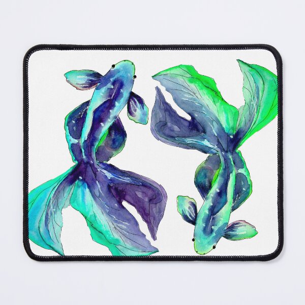 Item preview, Emerald Blue Betta Siamese Fish Watercolor designed and sold by VittaArtDream.