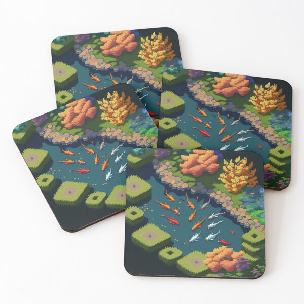 Item preview, Pixel Art Japanese Koi Pond "Sharon" designed and sold by SilverAndGolden.