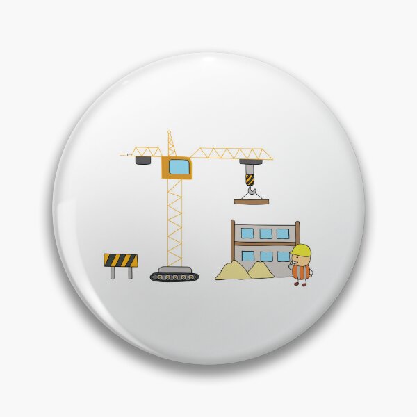 Item preview, Kids drawing of building construction scene with worker and tower crane designed and sold by wordspotrayal.
