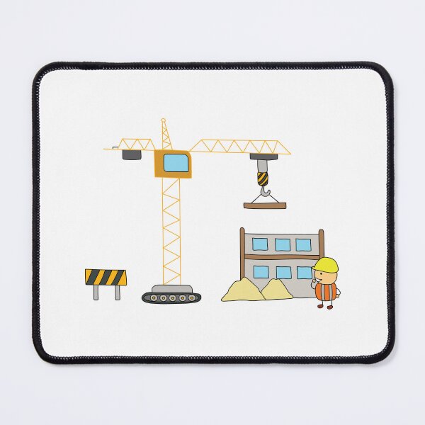 Item preview, Kids drawing of building construction scene with worker and tower crane designed and sold by wordspotrayal.
