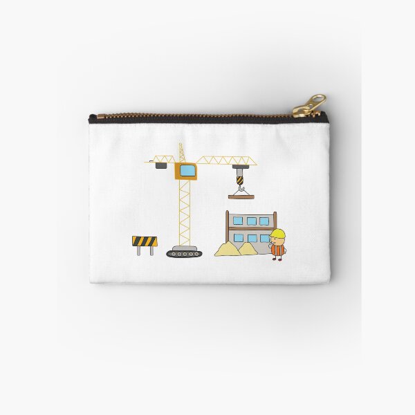 Item preview, Kids drawing of building construction scene with worker and tower crane designed and sold by wordspotrayal.