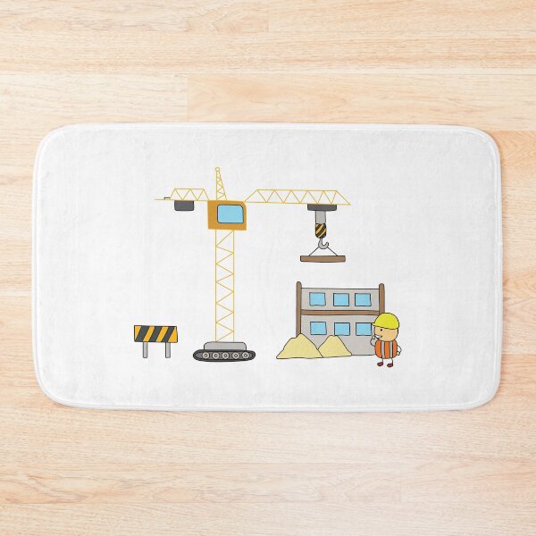 Item preview, Kids drawing of building construction scene with worker and tower crane designed and sold by wordspotrayal.