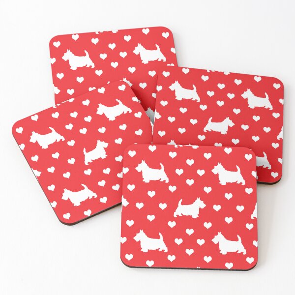 Item preview, Terriers escoceses blancos (perros escoceses) y corazones en rojo designed and sold by Karen McFarland.