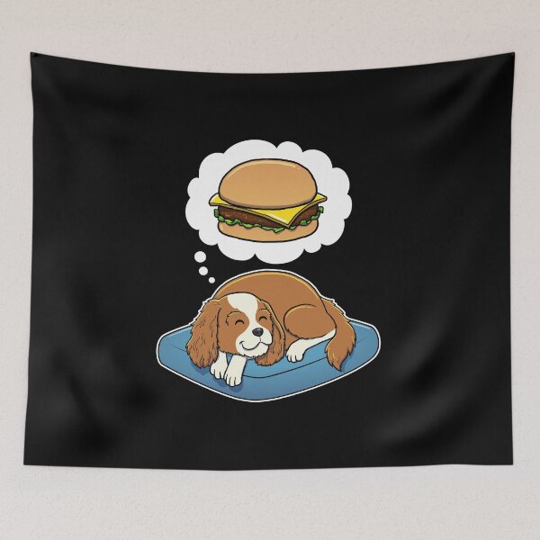 Item preview, Cavalier King Charles Spaniel dreaming about Cheeseburgers designed and sold by DoggieDelights.