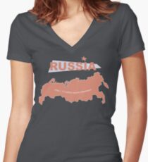 infographics Russia Women's Fitted V-Neck T-Shirt
