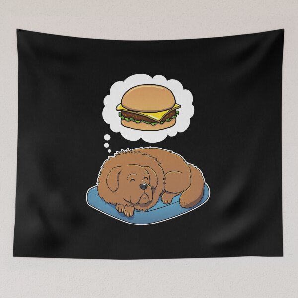 Item preview, Tibetan Mastiff dreaming about Cheeseburgers designed and sold by DoggieDelights.