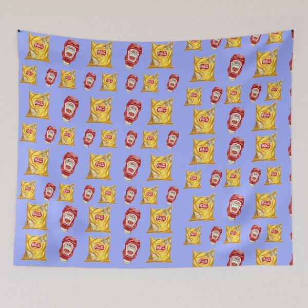 Item preview, potato chips and tomato ketchup pattern designed and sold by diaricesalt.