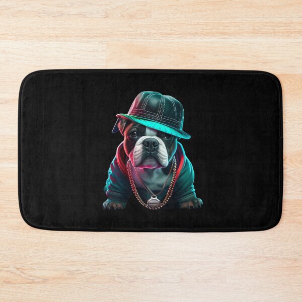 Item preview, Gangster American Staffordshire Terrier  Black Nose With Boss Hat And Jacket, Gold And Silver Necklace Dog  designed and sold by adembulut.