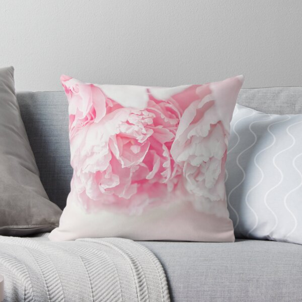 Pretty in Pink - Pastel Peonies Throw Pillow