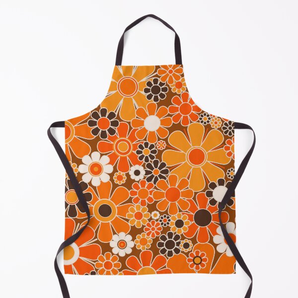 Item preview, Retro Garden Flowers Groovy Floral Cheerful 60s 70s Pattern in 1970s Orange Brown Cream Beige designed and sold by kierkegaard.