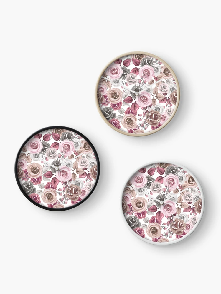 Thumbnail 3 of 4, Clock, Colorful Roses designed and sold by GoDesign1.
