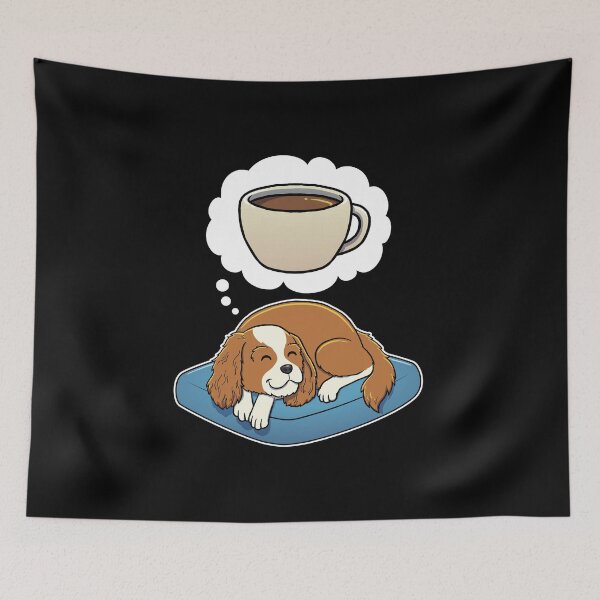 Item preview, Cavalier King Charles Spaniel dreaming about Coffee designed and sold by DoggieDelights.